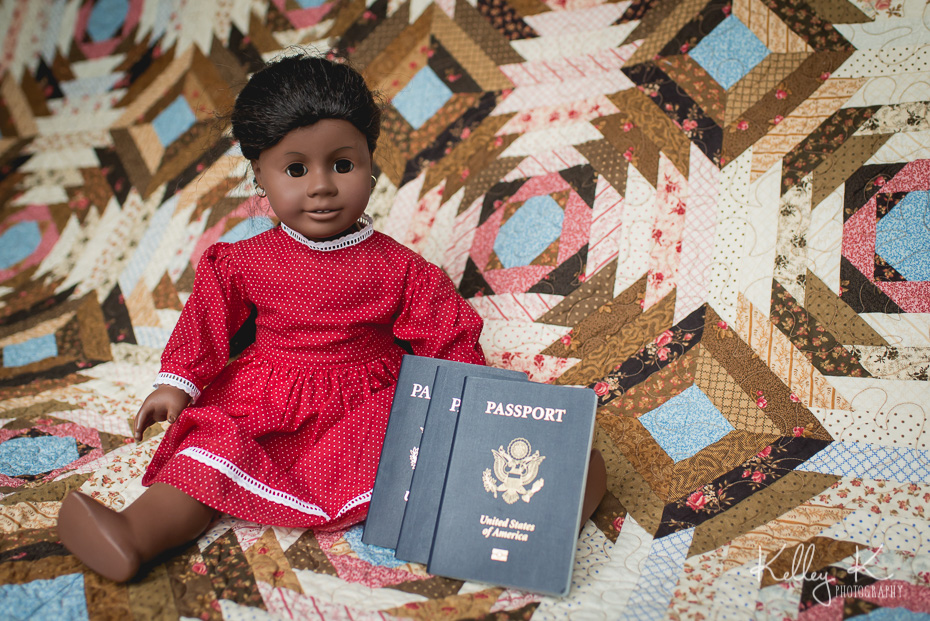 American Girl Addy on quilt