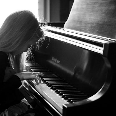 Gril Playing Piano Backlit | Kelley K Photography