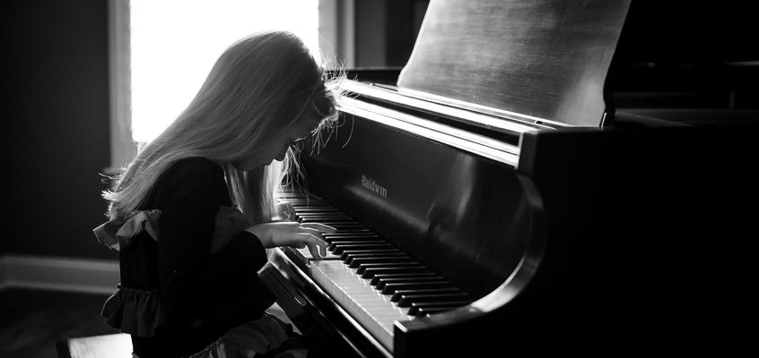 Gril Playing Piano Backlit | Kelley K Photography