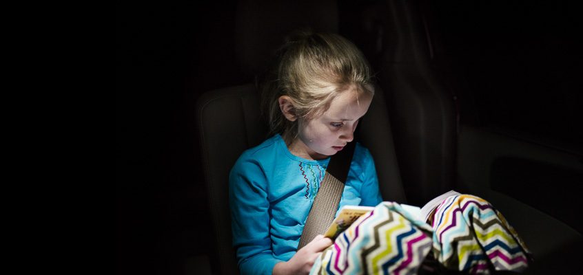 Girl Reading in Car | Kelley K Photography