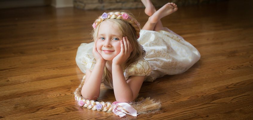 Girl dressed as Rapunzel | Kelley K Photography