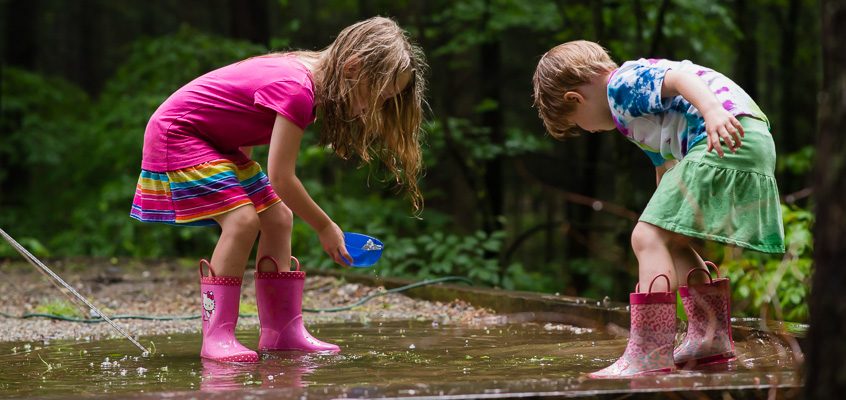 Girls playing in rain | Kelley K Photography