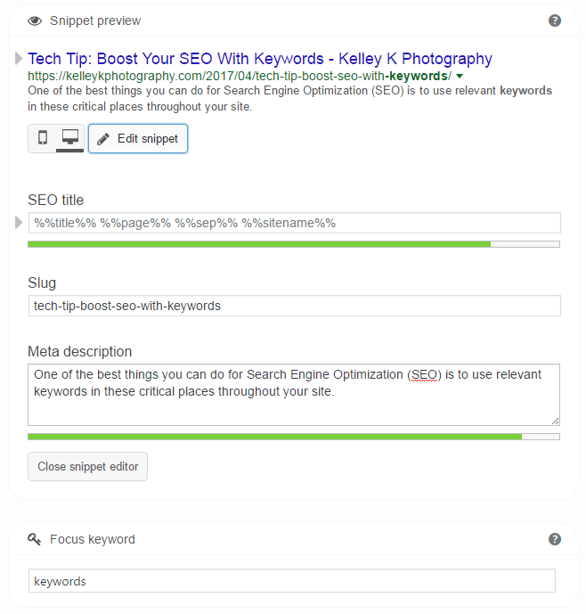 Yoast SEO editing tools