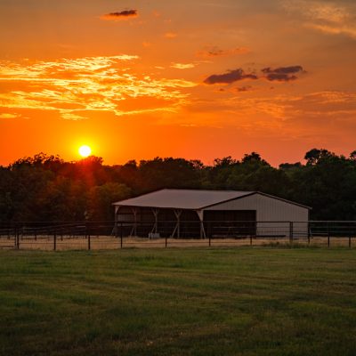 Landscape photo of sunset on a ranch in North Texas