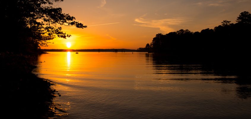 Landscape photo of sunset over lake over West Point Lake